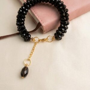 Crystal Cluster Bracelet with Gold Tassel
