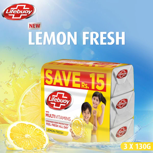 LIFEBUOY - LEMON FRESH TRIO SOAP BAR - 130G